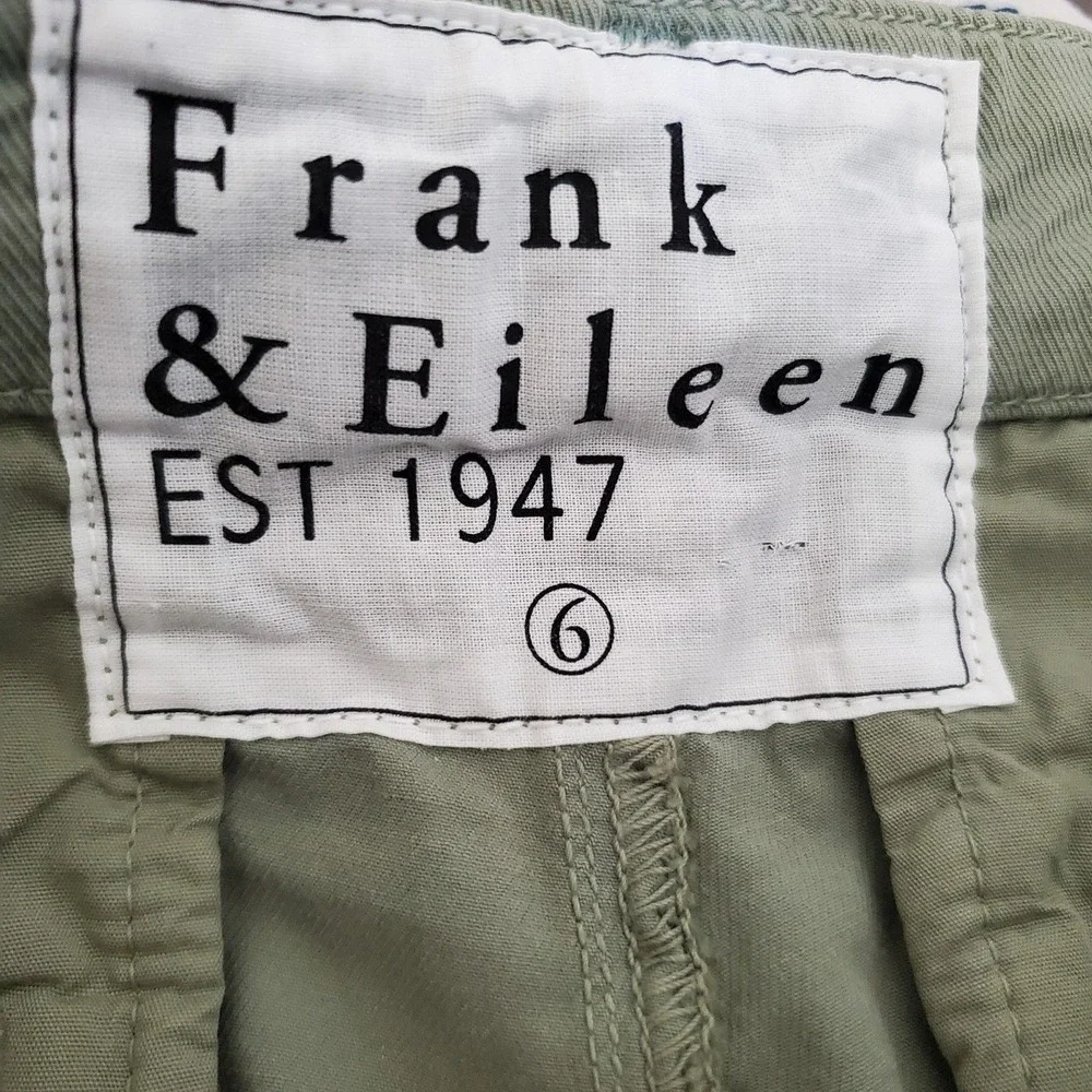 Frank & Eileen Wicklow Italian Cotton Chino Pants Green Size 6 Cropped Raw Hem - Picture 16 of 16